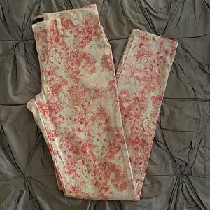 Girl’s Pink Floral Print Jeggings